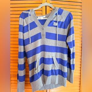 Cutter & Buck NY Giants Blue and Gray Hooded Pullover Sweater
